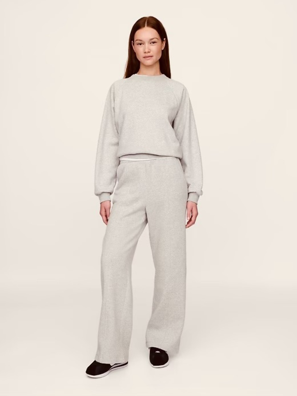 Gap Cream Marled VintageSoft Seamed Straight Sweatpants